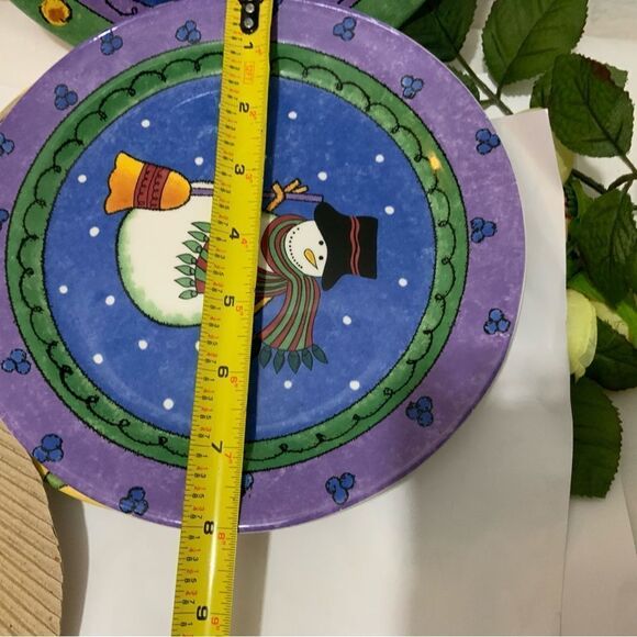 Set 4 Salad Dessert Plates Sango Sweet Shoppe Sue Zipkin Christmas Snowman A13 - Picture 7 of 8
